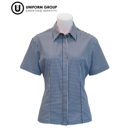 Blouse S/S Navy Check SNR